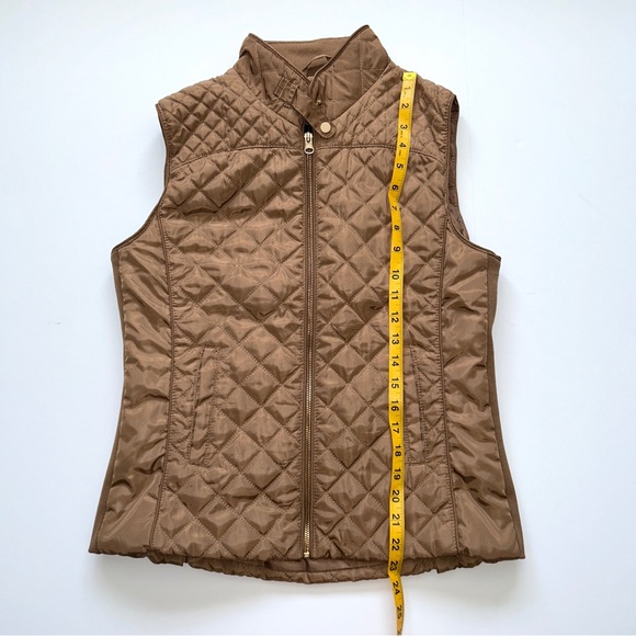 Cavalini Quilted Zip Front Pocket Puffer Vest Camel NEW Medium Petite - Picture 15 of 16